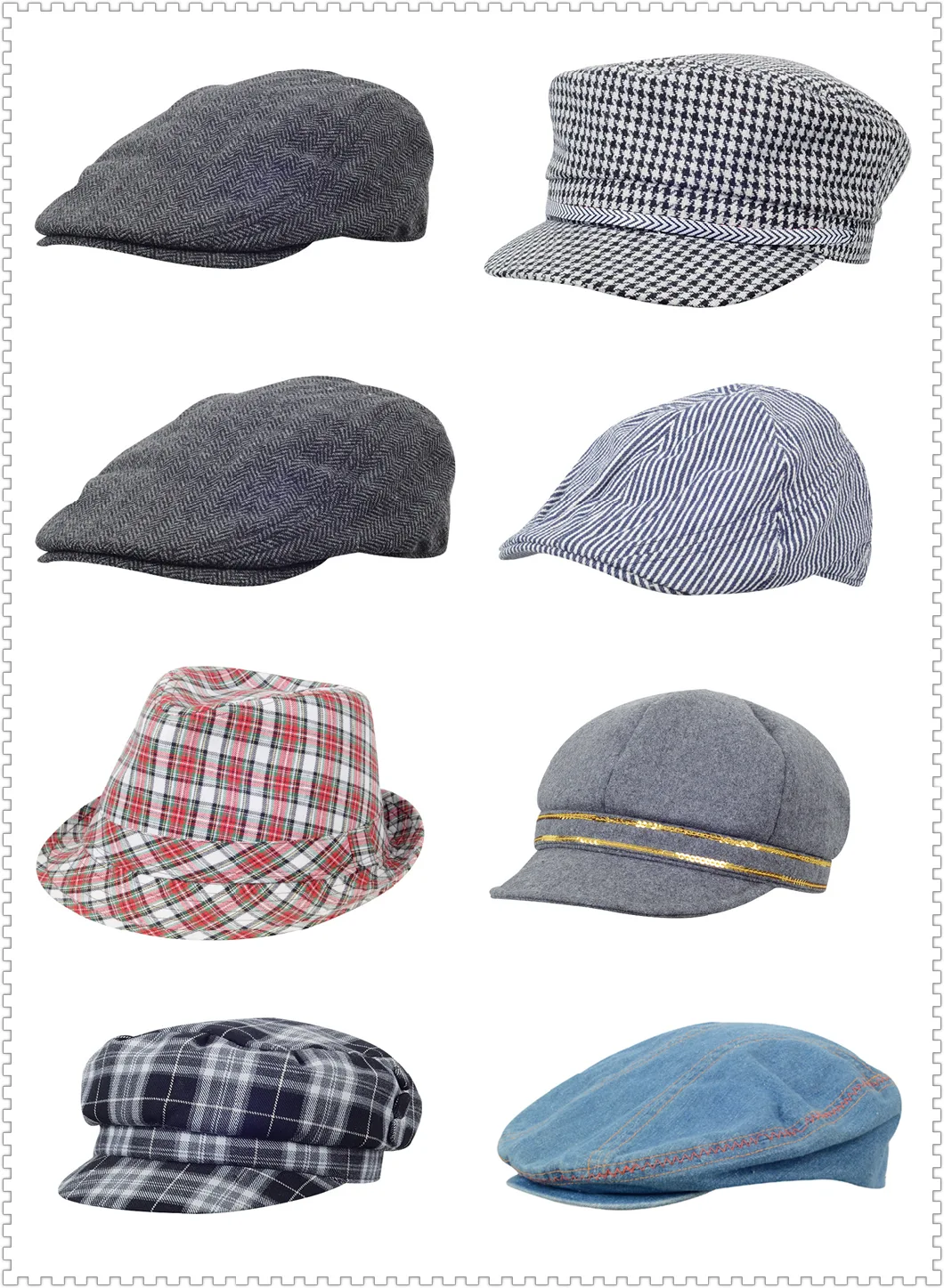 Custom Checked Cotton IVY Hat Fashion Checked Fabric IVY Cap Newsboy Cap