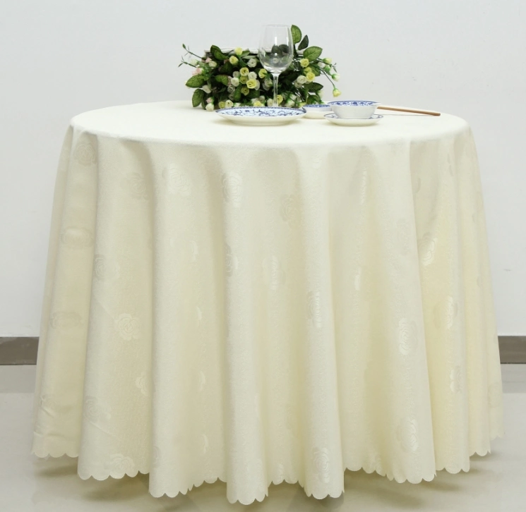 Wholesale Order Hotel Restaurant Banquet Party Polyester Plain Jacquard Tablecloth