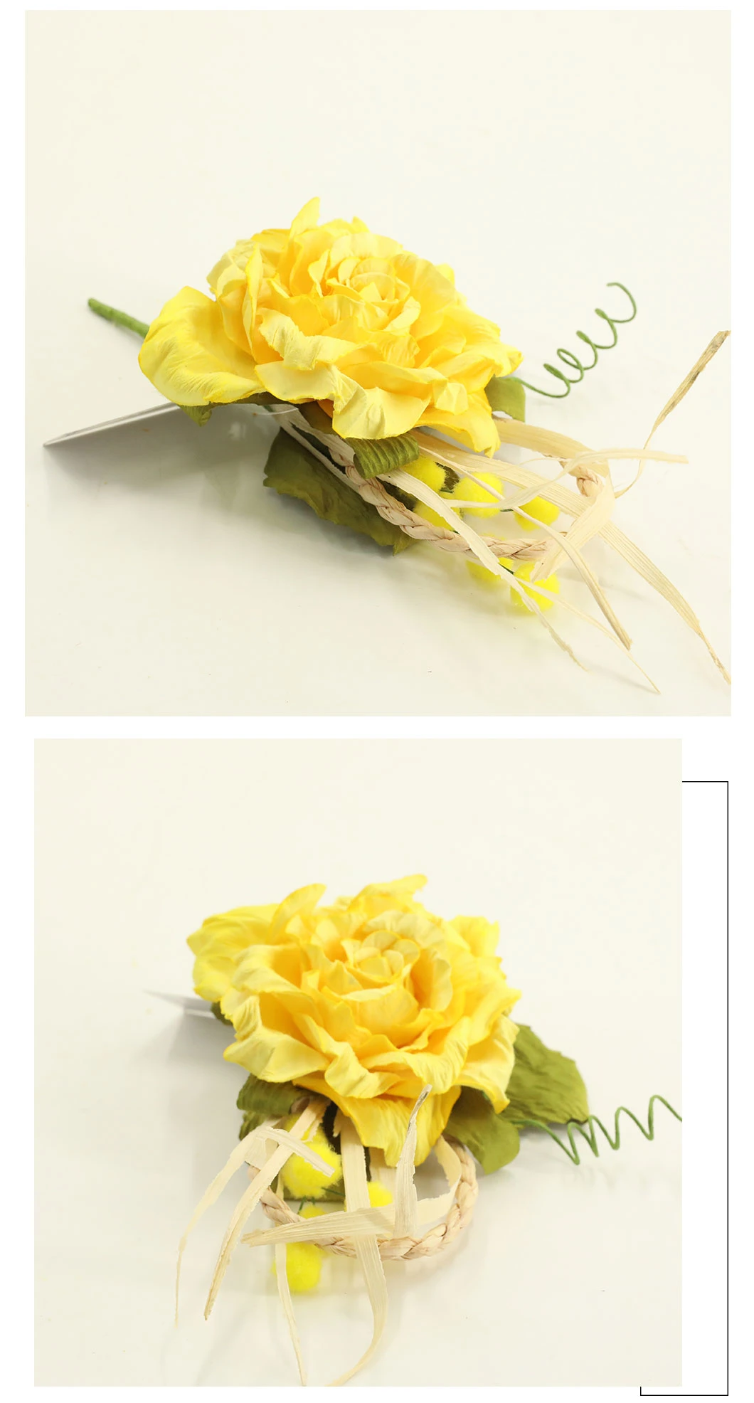 Wholesale Beautiful Paper Rose Pick with Jute Gift Decoration Fs20-420