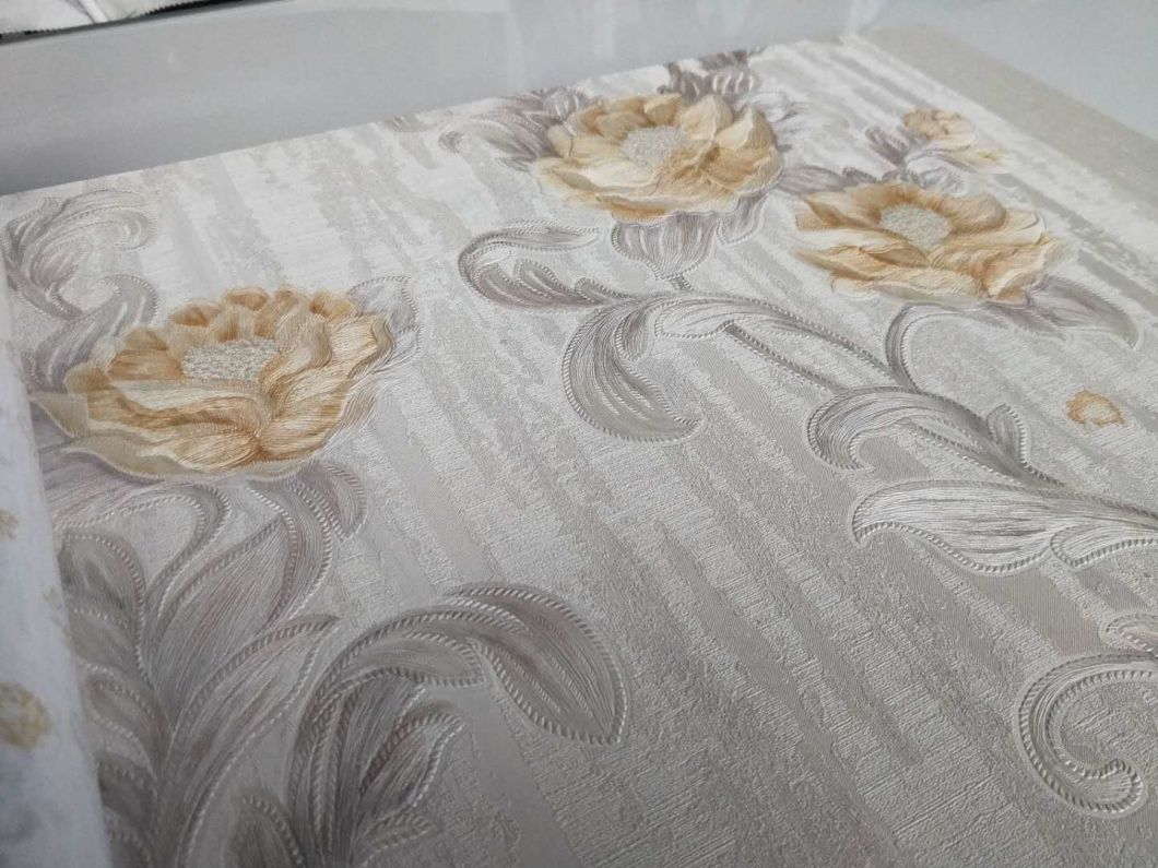 European Design Floral PVC Wall Paper Decoration Material Vinyl Waterproof 3D Home Wallpaper
