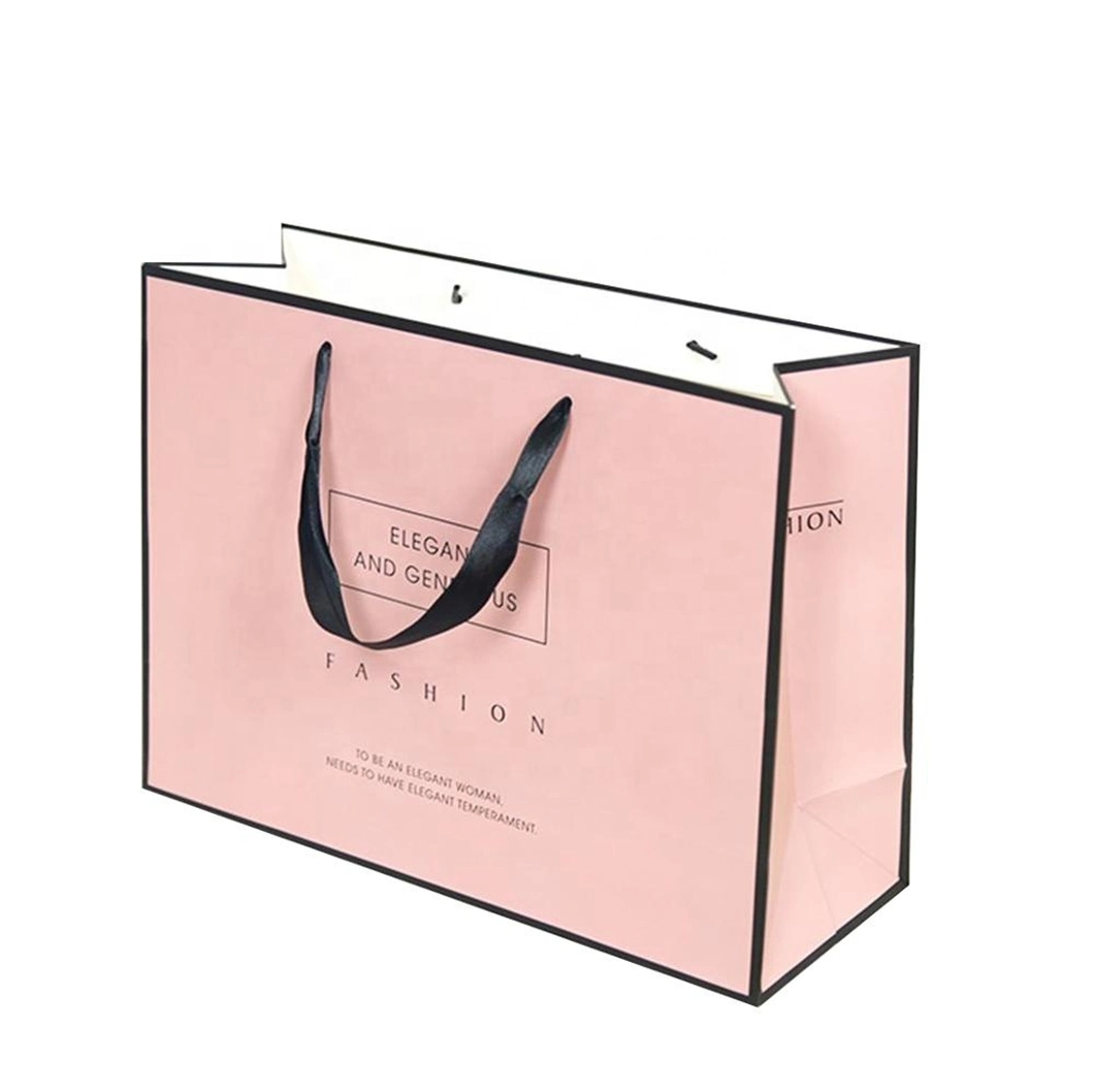 Rope Handle Custom Logo Paper Bag-Pink Paper Bag