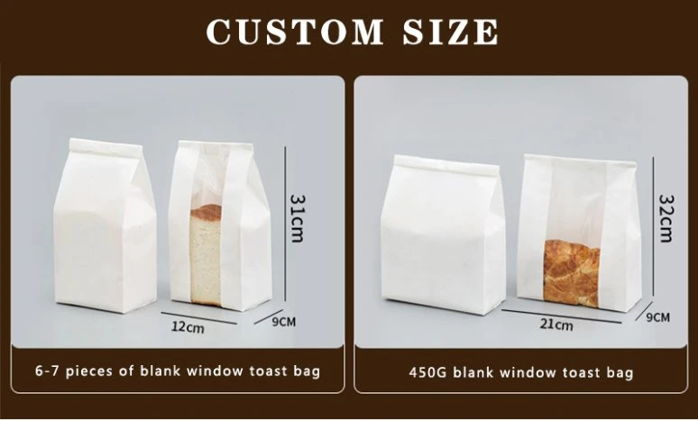 Food Grade Oil-Proof Paper Toast Bread Packaging Bag Customized Size Kraft Paper Bag