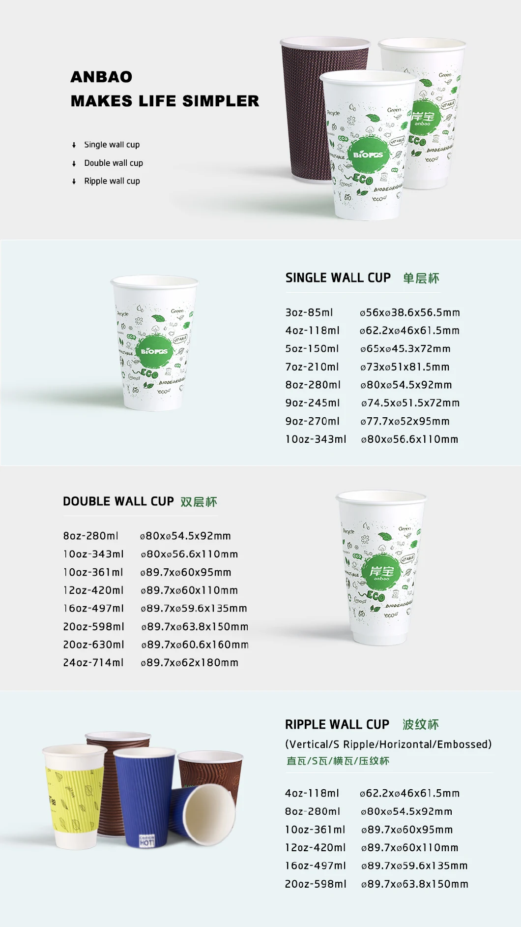 Eco Friendly Paper Disposable Takeaway Coffee Cup Eco