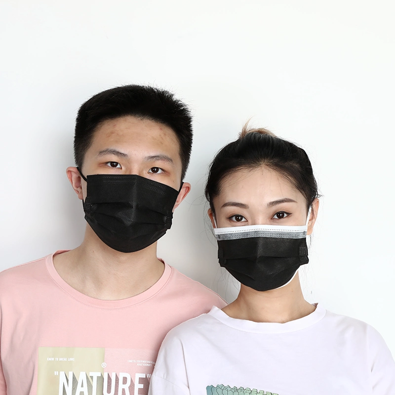 China White Listed Factory Supplier 3 Ply Fashion Black Masks with Earloop Disposable Face Masks