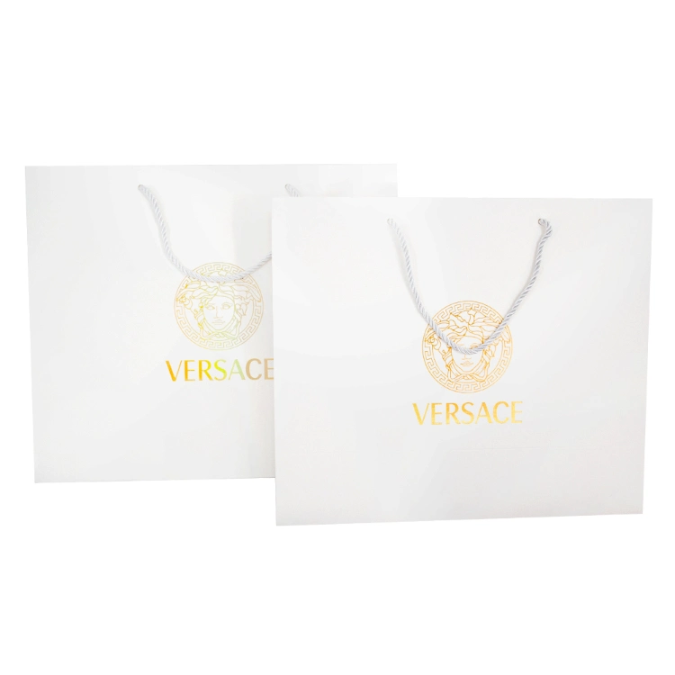 Personalised Luxury Glossy Gold Offset Logo Printing Paper Bags Costumized