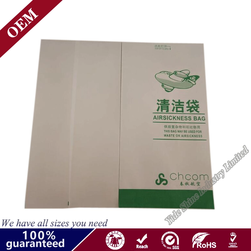 Disposable Flat Bottom Sick Paper Bags / Custom Printed Air Line Airsickness Paper Vomit Bag