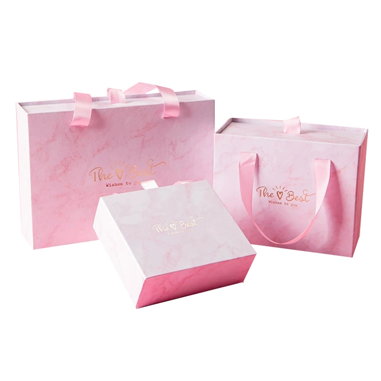 Factory Custom Recycled Paper Wedding Gift Bag with Box Elegant