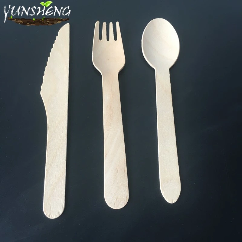 Biodegradable Disposable Compostable Wooden Knife, Fork, Spoon/Compostable Customized Tableware Wooden Sets for Dinner or Party