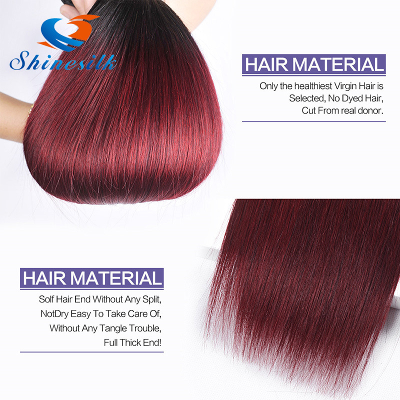 Blends Well Red Ombre Virgin Peruvian Straight Hair 4 Bundles Burgundy 99j Weave Human Hair Soft Tissage Ombre Burgundy Bundles