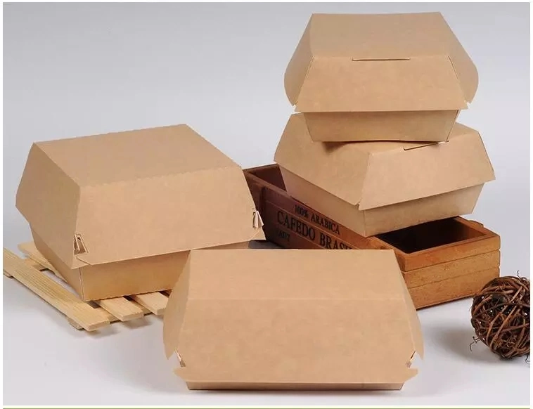 Takeaway Oil-Proof Hamburger Paper Packing Large Snack Box Rectangular 205*107*77mm