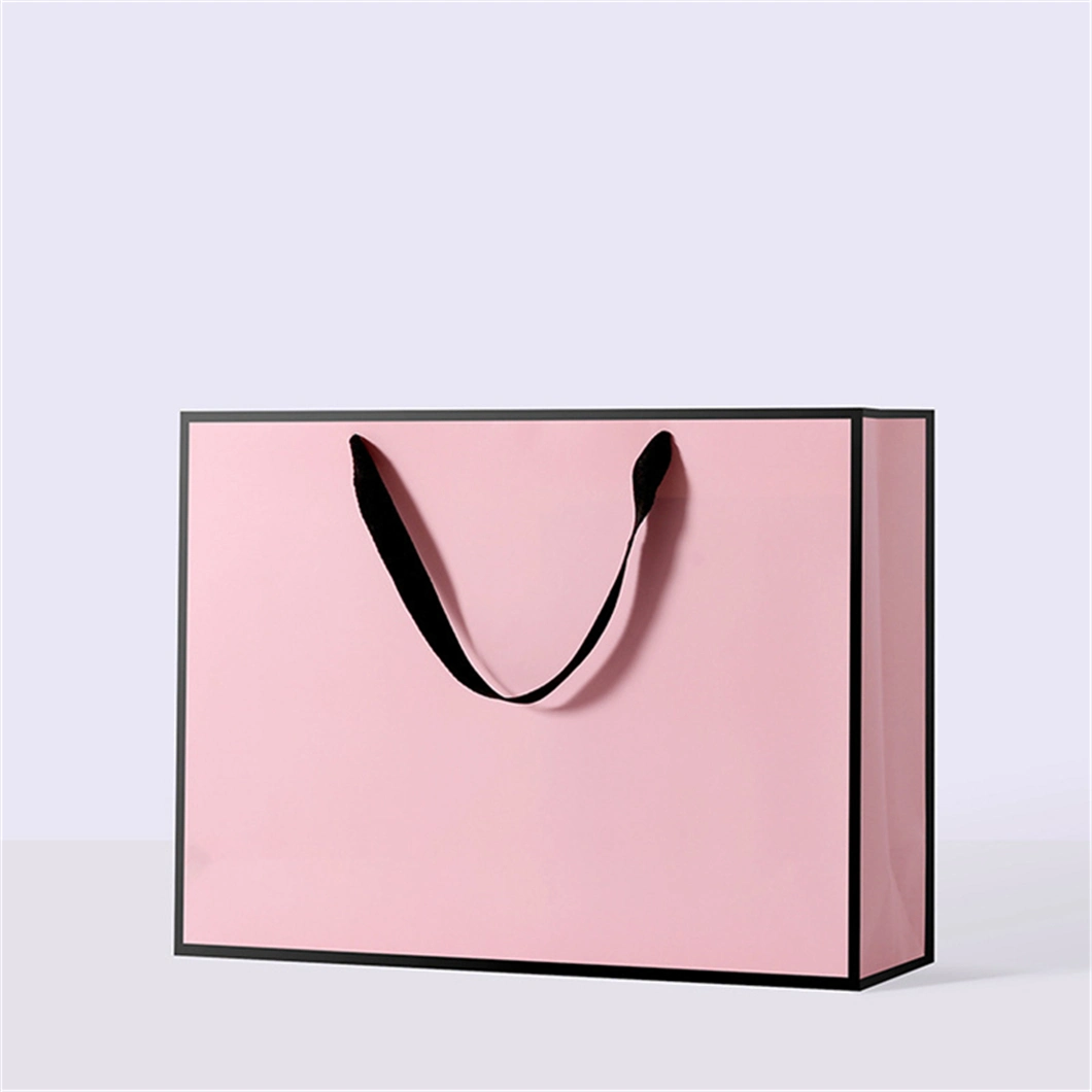 Rope Handle Custom Logo Paper Bag-Pink Paper Bag