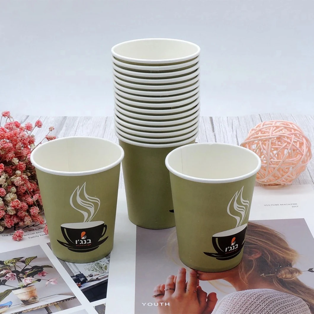 10oz Green Simple High Quality Paper Cup with Lid