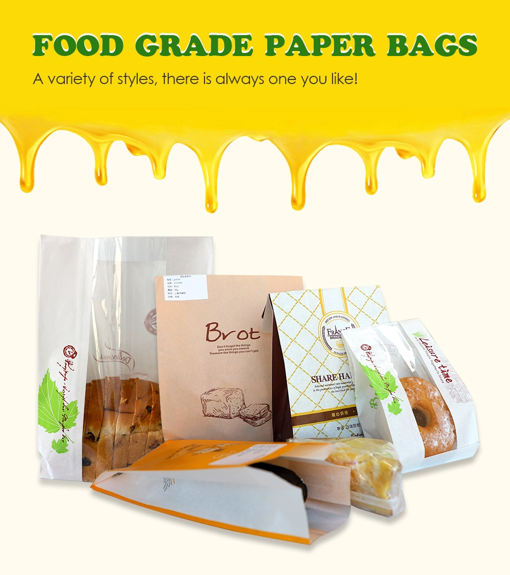 Custom Printed Eco-Friendly Personalized Wax Grease Oil Proof Donut French Baguette Paper Bread Bag