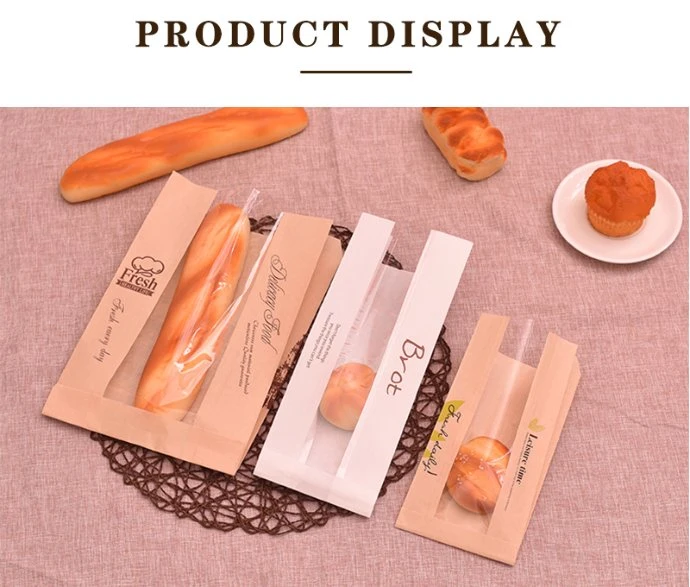 Custom Oil Proof Bread Wrapper Kraft Paper Bag Toast Bag