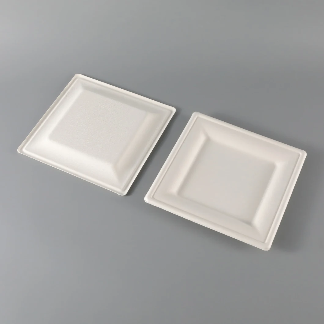 Eco-Friendly Wholesale Square White Dish for Hotel& Restaurant Square Paper Plate