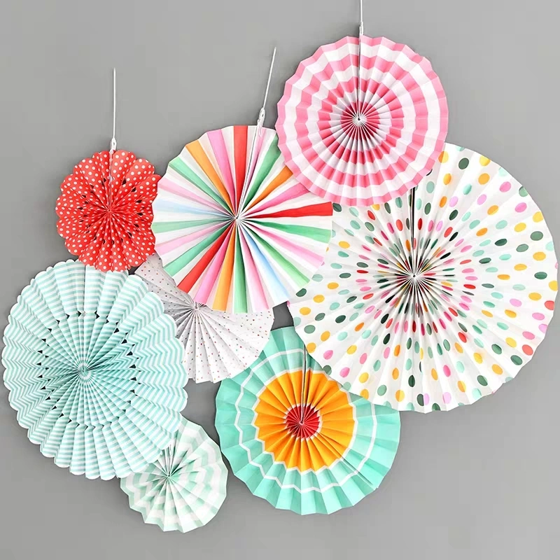 8PCS Birthday Decoration Set for Birthday Party, Paper Garland, Fiesta Hanging Paper Fan Flower, Paper Decoration