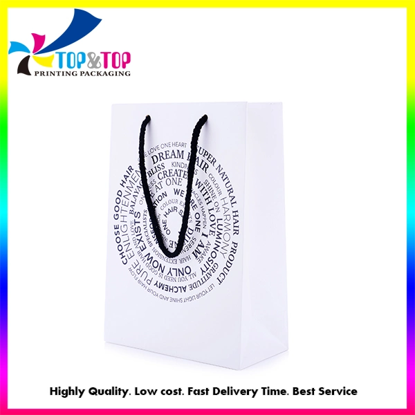Elegant Design White Folding Paper Handle Bag with Hot Stamping Logo