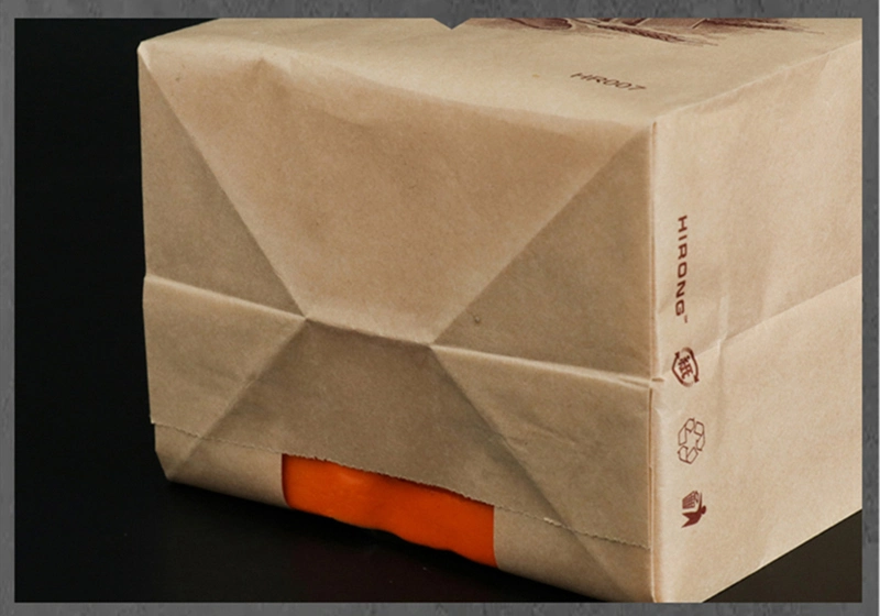 Kraft Paper Biscuit Bread Bag Oil Water Proof Takeaway Food Package Bags with Window