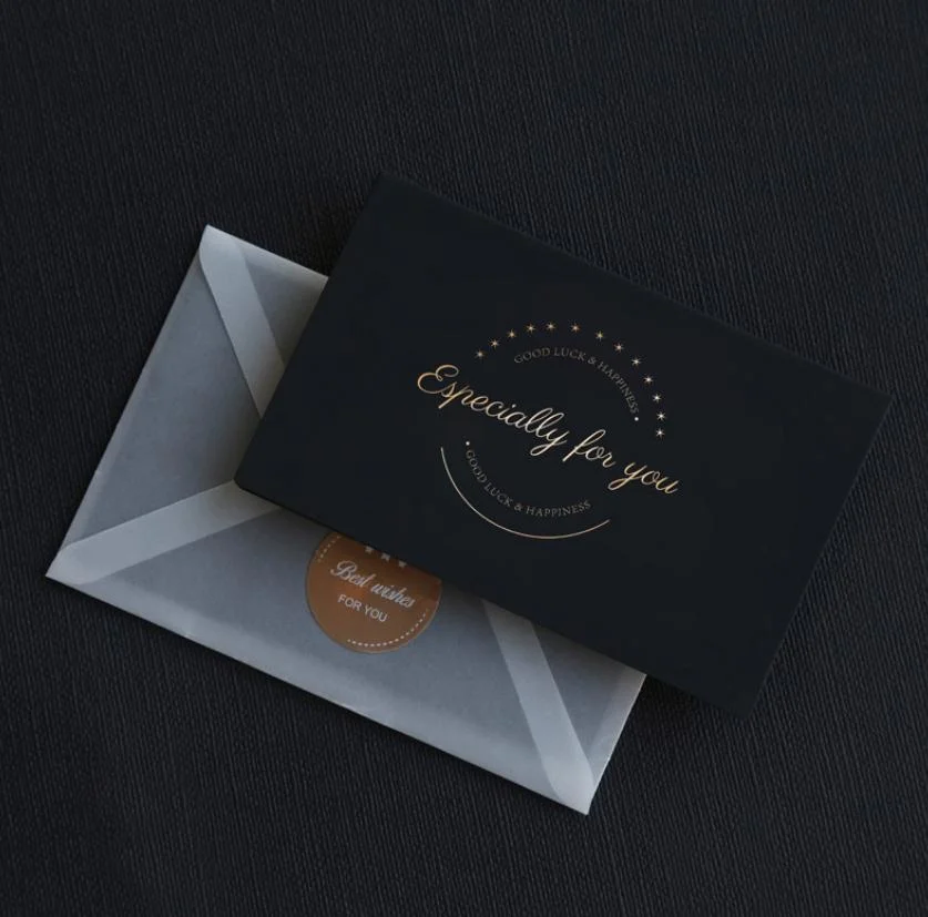 Customized Black Paper Thank You Cards, High Quality Custom Paper Cards, Greeting Card