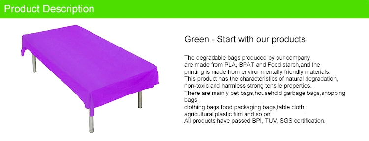 Hot Selling PLA Biodegradable Family Dinner Self Cutting Size Disposable Purple Color Tablecloth