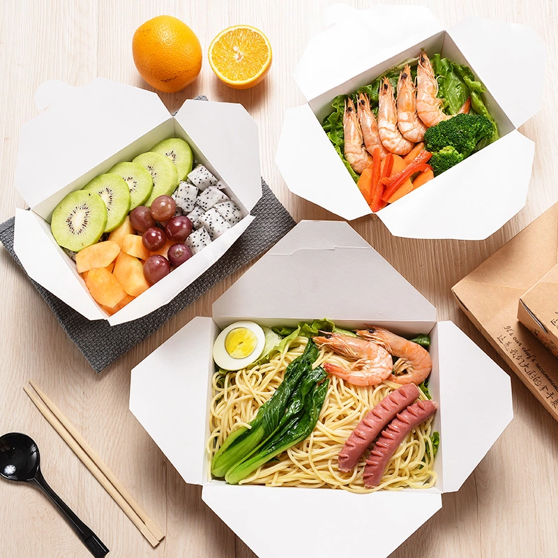 Disposable Takeaway Rectangular Kraft Paper Lunch Food Box