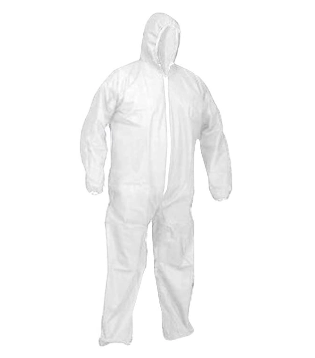 SMS Protective Coverall with Hood Zipper Front Elastic Wrist and Ankles Clean White Disposable (XXXL White)