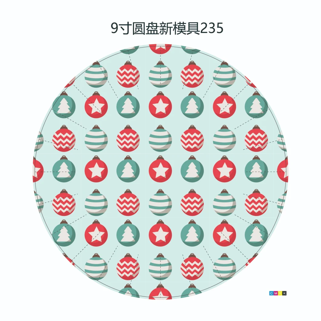 Printed Paper Plate, Christmas Ball with Star, Stripe, Christmas Tree Designs