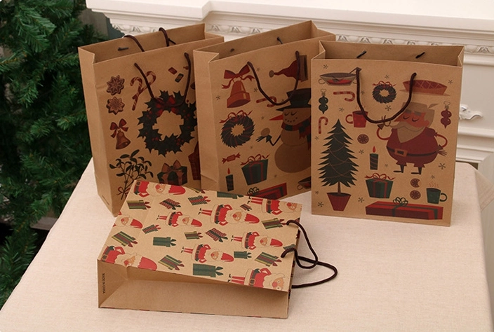 Christmas Gift Bag Gift Bag Christmas Handbag Brown Paper Bag Christmas Wrapping Bag Christmas Clothes Bag