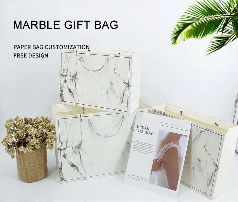 Orange Marble Paper Bag Spot Goods Wholesale Customized