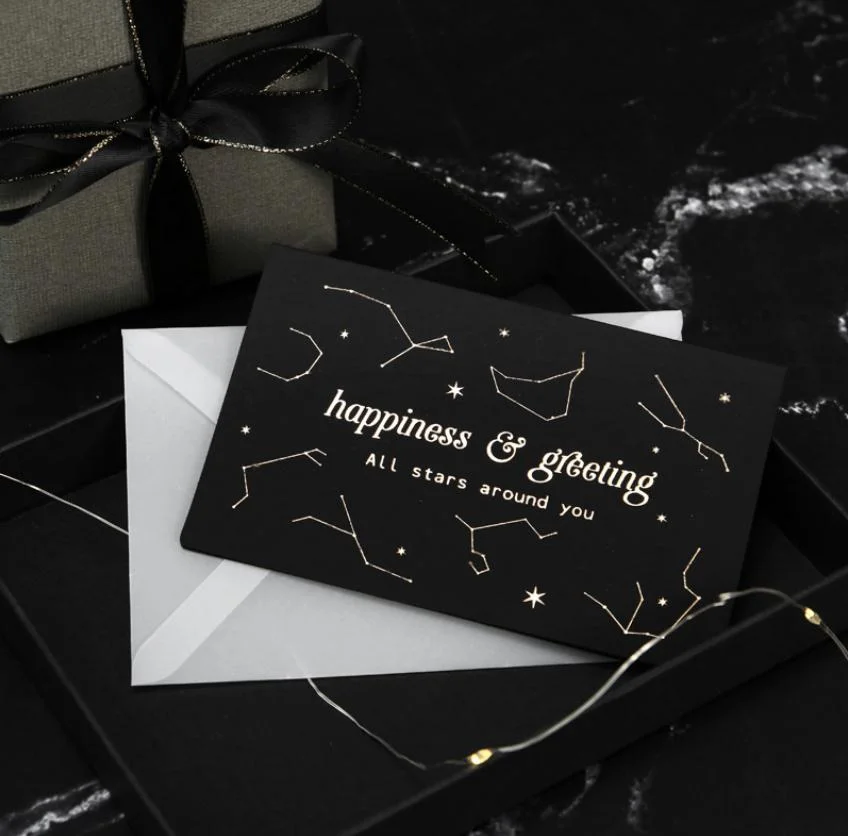 Customized Black Paper Thank You Cards, High Quality Custom Paper Cards, Greeting Card