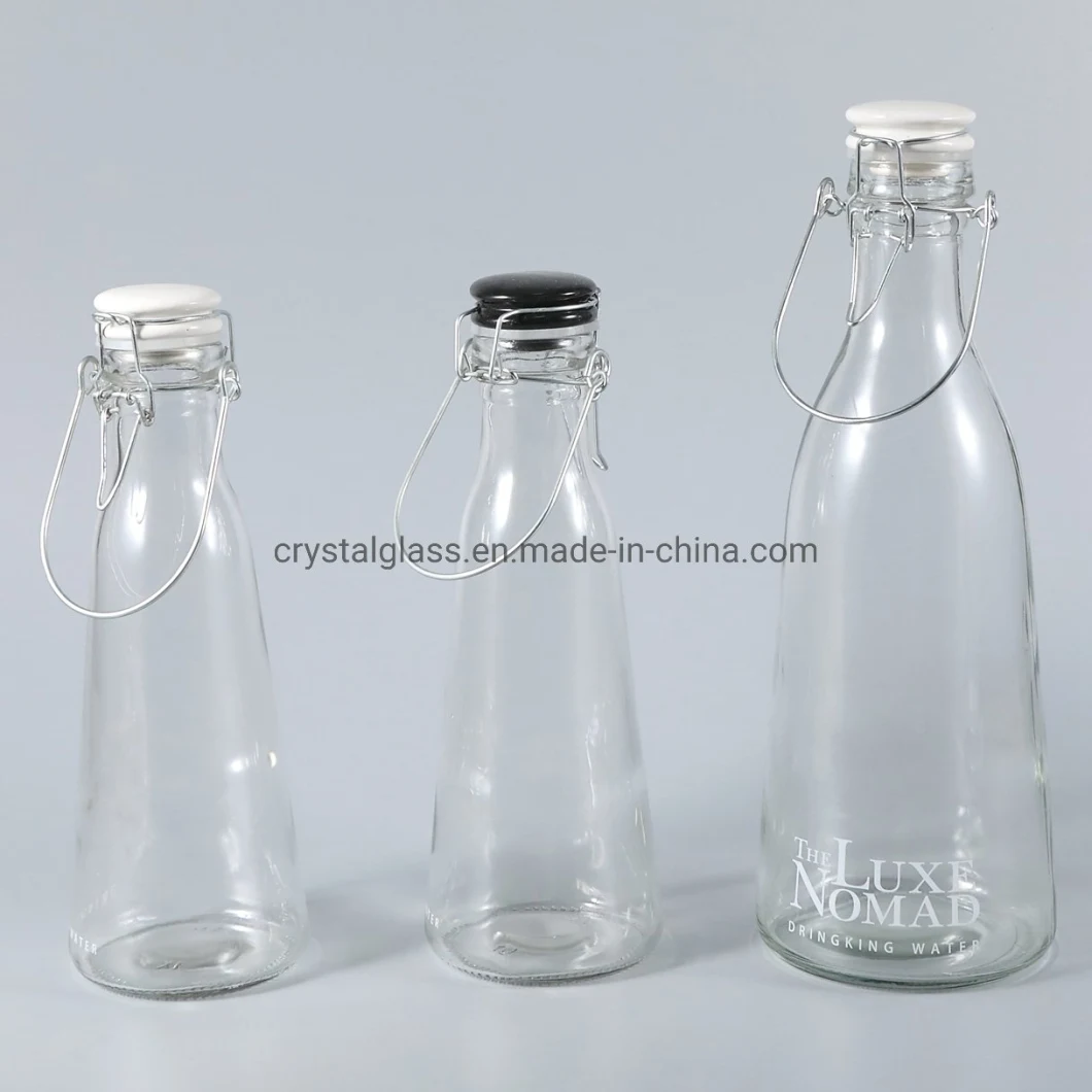 Customize Printing 1000ml Glass Bottle Supplier Enzym Glass Bottle with Airtight Clip Cap