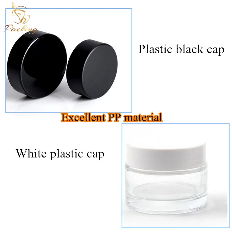 Clear Glass Container 30g 50g Face Cream Jar with Gold Silver Black Caps for Glass Jar