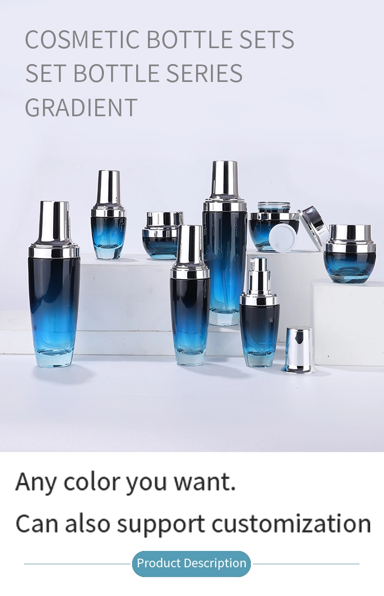50ml Glass Lotion Bottles Series Cosmetic Skincare Toner Bottles Packaging with Metallic Cap