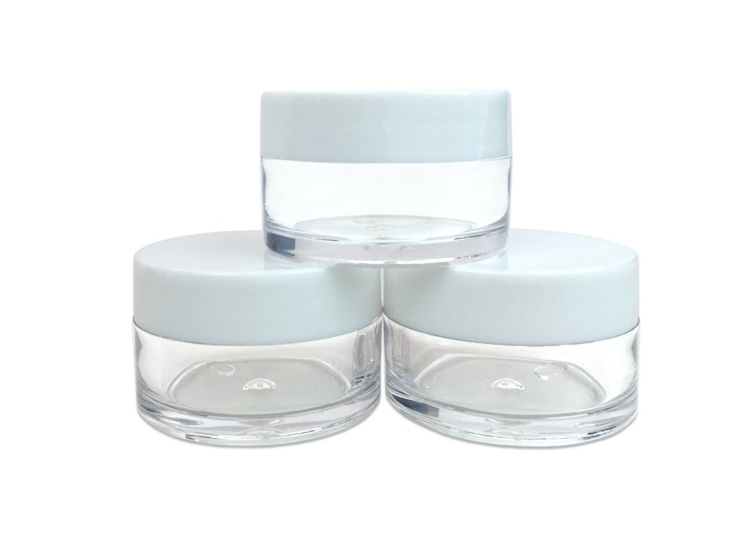 Empty Clear 20g Plastic Wide Mouth Cosmetic Jars with White Screw Cap