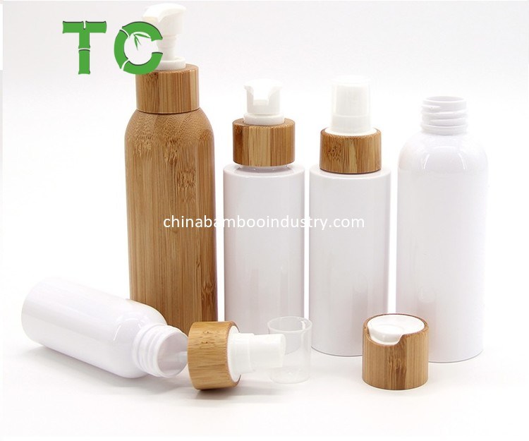 Eco Bamboo Head Lotion Pump Bottle Refillable Press Bottle Atomizer Pump Bottles