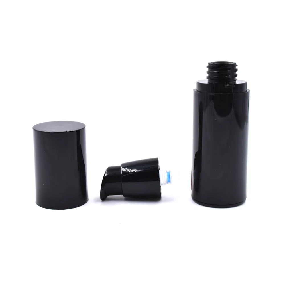 Free Sample Cosmetic Packaging Black Plastic Pump Airless Lotion Bottle 50ml
