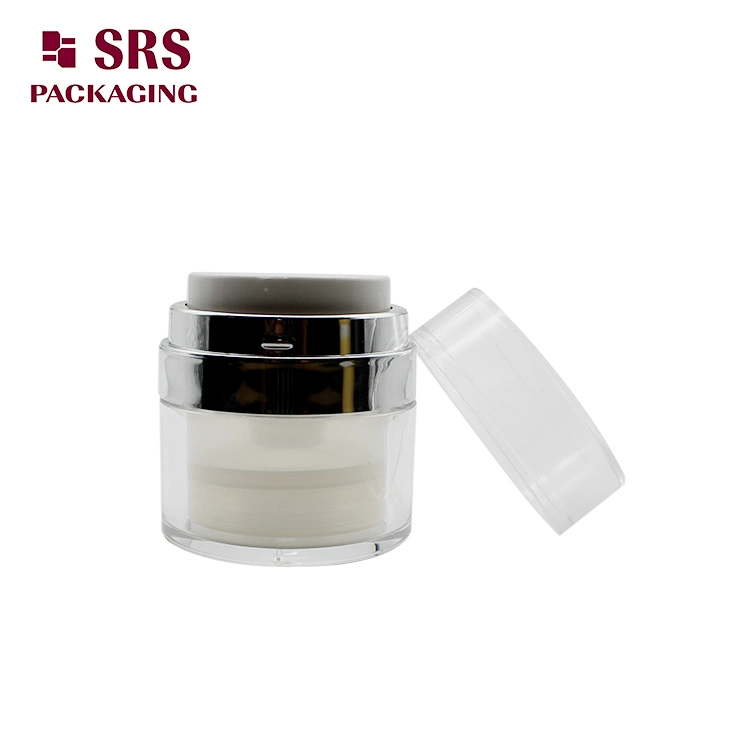 SRS 50ml Transparent Acrylic Lotion Cream Airless Pump Jar