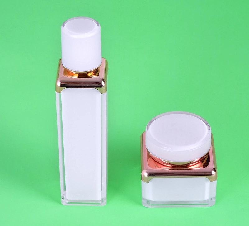 Hot-Selling 50g Pearl White Square Acrylic Waist Cosmetic Cream Jar for Cosmetic Packaging