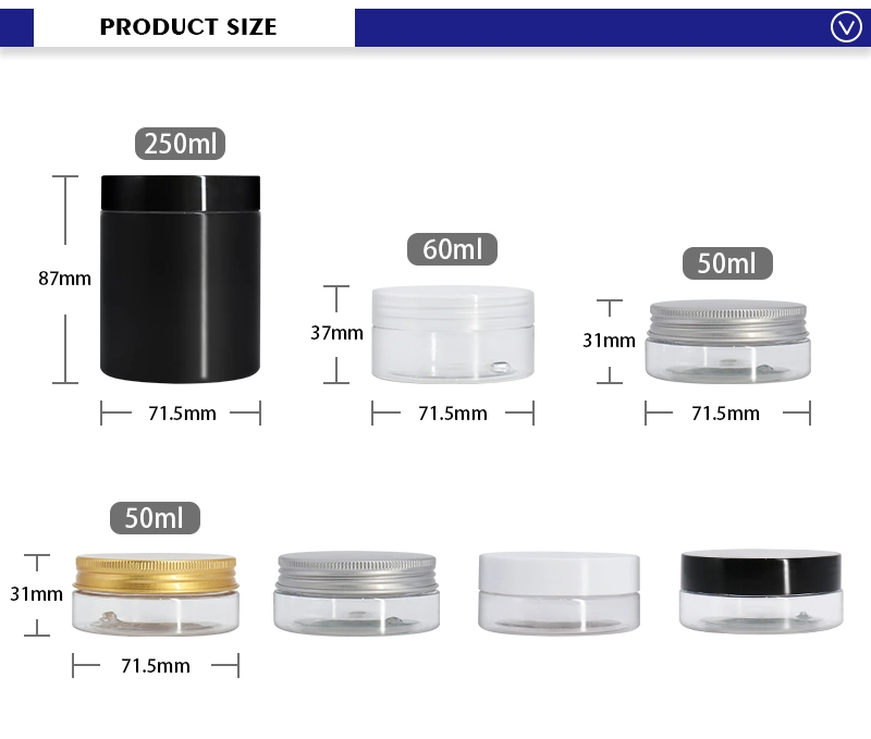 50ml Empty Black Cosmetic Cream Jars Skin Care Packaging Jar