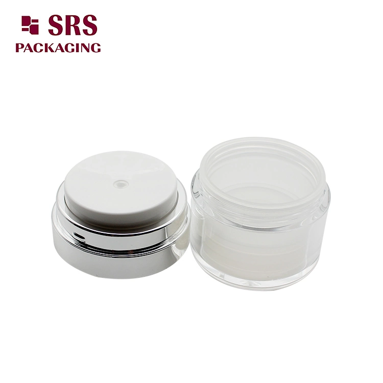 SRS 50ml Transparent Acrylic Lotion Cream Airless Pump Jar