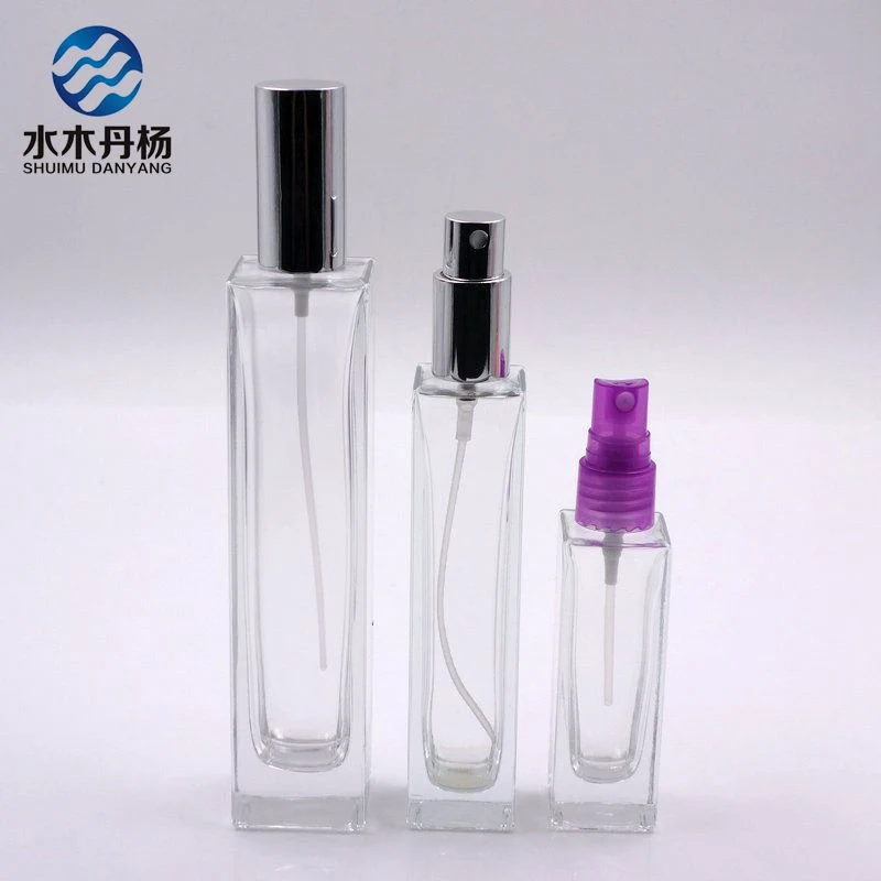 Pump Sprayer 30ml 50ml 100ml Square Glass Bottle Empty Perfume Bottle for Cosmetic