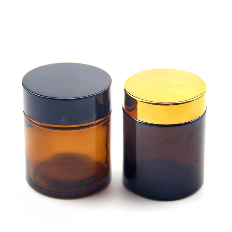 100ml Amber Face Cream Cosmetic Packaging Glass Jar with Lid