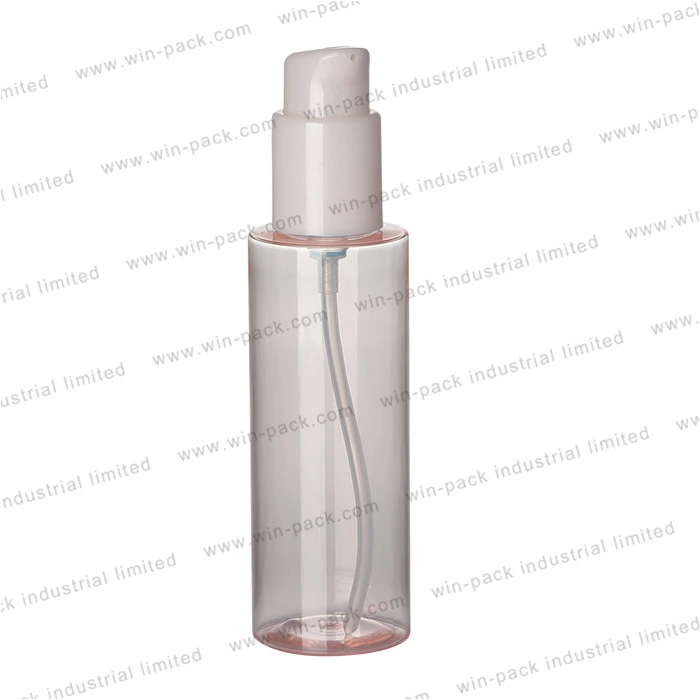 Transparent Pink Plastic Foundation Cream Bottle with Lotion Pump 150ml