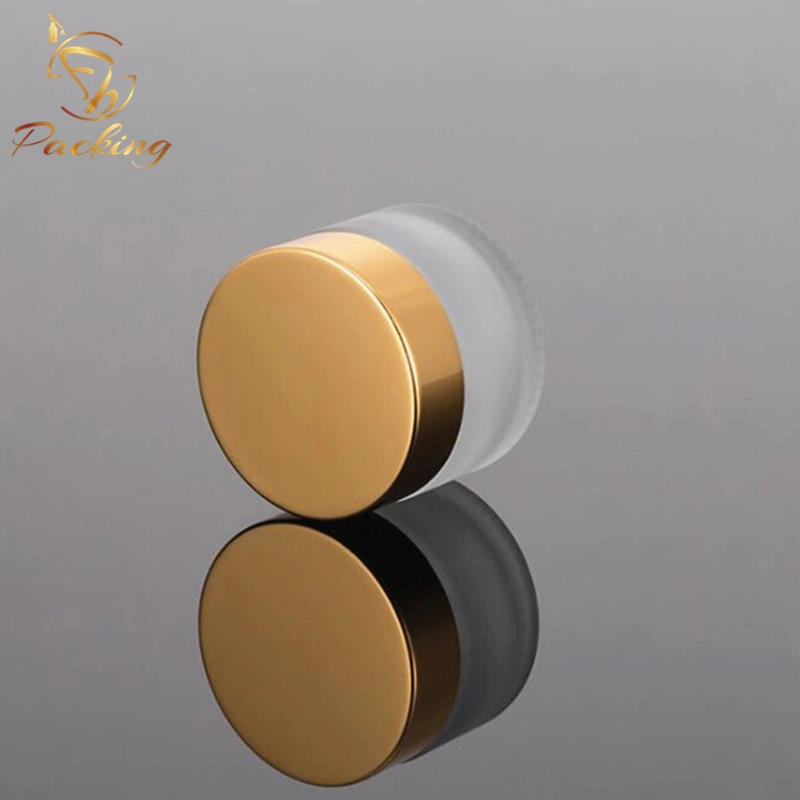 20g Cosmetic Frosted Glass Jars Wholesale with Shiny Gold Cap for Face Cream Products