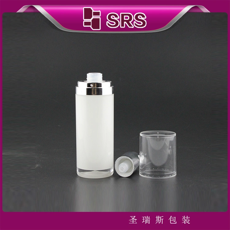 Empty Airless Pump Round Clear Pump White 50ml Bottle Acrylic