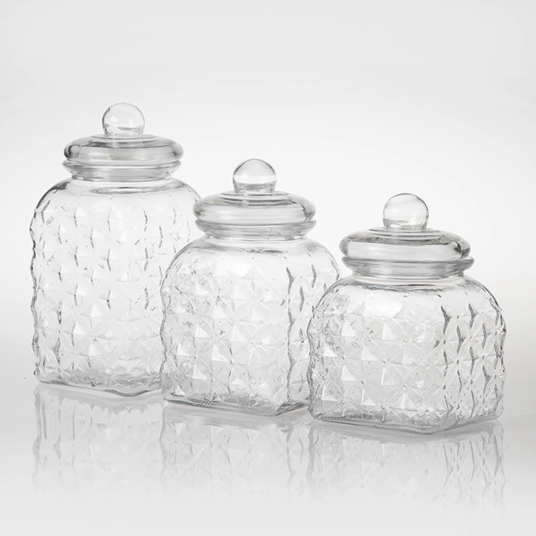 Airtight Customized Glass Lid Glass Food Storage Jar Bottle with Airtight Glass Lid