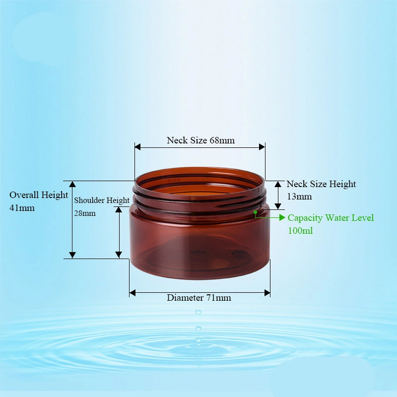 Empty Cosmetic Skincare Hair Wax Conditioner 100ml Amber Pet Jars