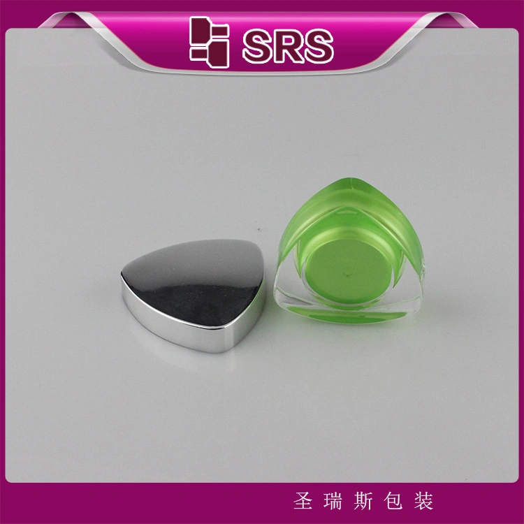 Green Triangle Plastic Empty Cosmetic Custom Jars 50ml with Cap