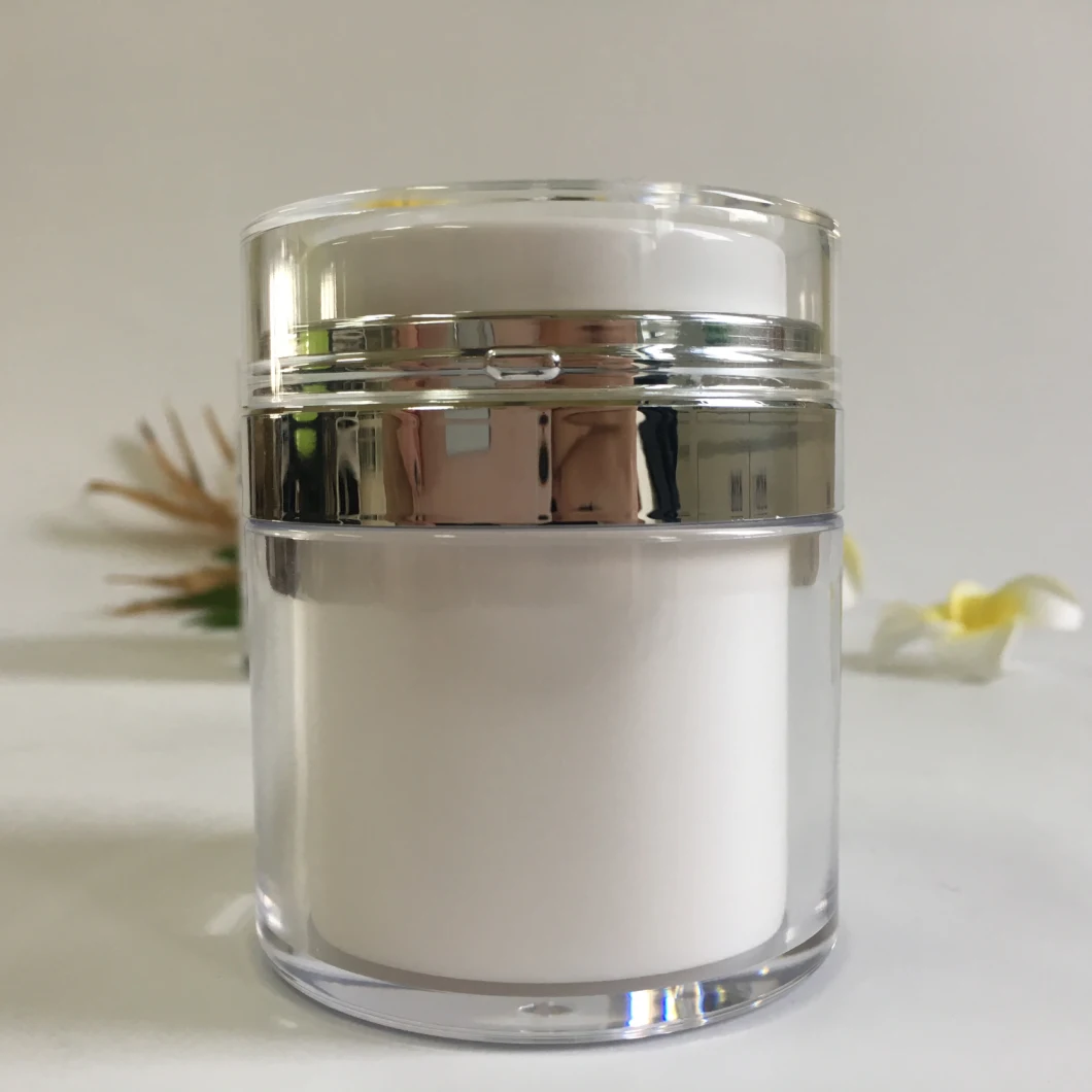 Pearl White Acrylic Airless Cream Jar for Skincare Packaging (PPC-ARCJ-012)