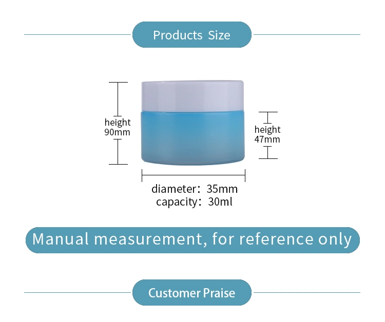 30g 50g Cosmetic Container Frosted Color Glass Cream Jars with White Lid Wholesale